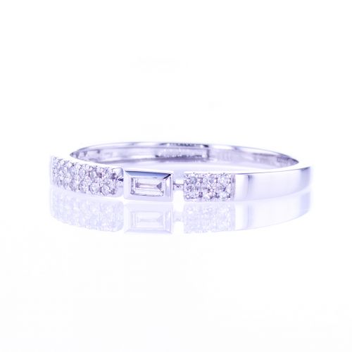 Double Diamond Row Wedding Band